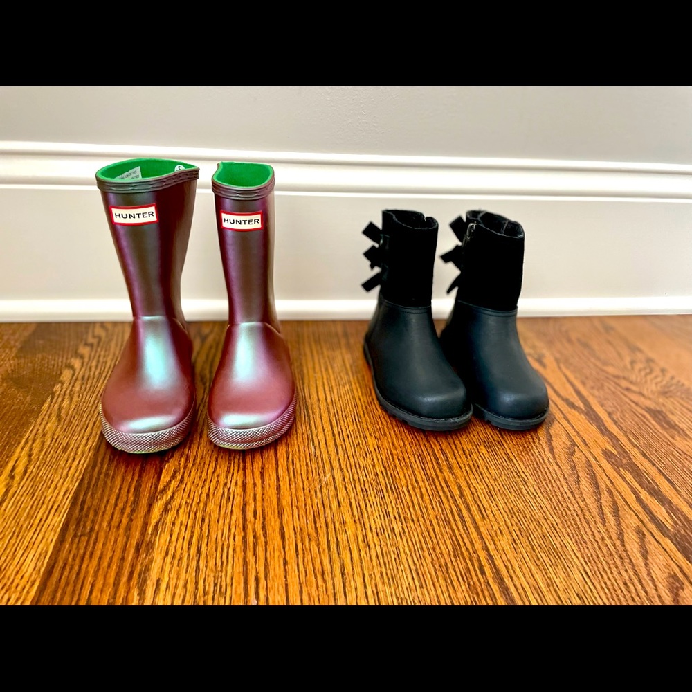 Ugg hard shell boots and Hunter welly rain boots